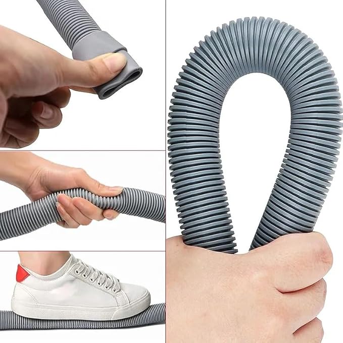 HLMOptimo 10 Feet Universal Washing Machine Drain Hose Flexible Dishwasher Drain Hose Extension Kits Corrugated Washer Hose w/ 1 Adapter 4 Clamps 1 U-Bend Holder