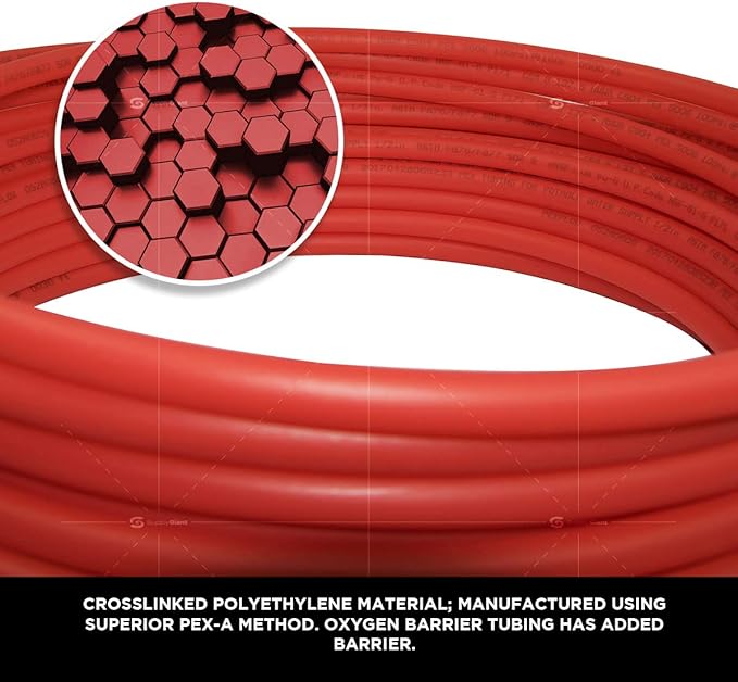 Pex-A Tubing - 1 Inch x 100 Ft Coil, Non-Barrier PEX Pipe for Potable Water, Red Flexible Water Tubing