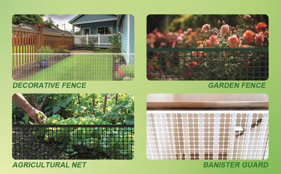 PotatoLife Black Plastic Garden Fence, Hardware Mesh, 24'' x 15'