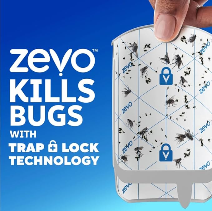 Zevo Flying Insect Trap Refills – 8 Cartridge Pack | Compatible with Zevo Plug-in Indoor Traps | Fly, Gnat & Fruit Fly Protection