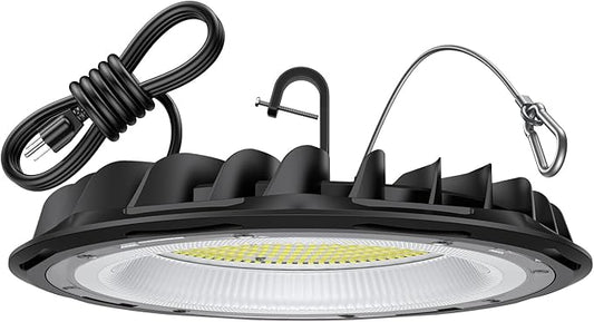 hunhun ETL 155W UFO LED High Bay Light, 22500lm, Daylight 5000K, US Plug,110-277V, IP65 Waterproof Commercial LED Shop Lights for Workshop Factory Barn Warehouse, Garage ETL Listed