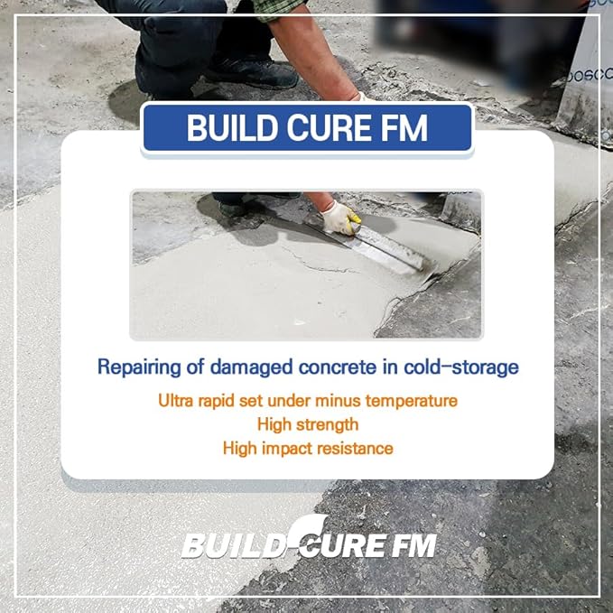 BUILDCURE FM – Fast-Setting Floor Repair Mortar, Cold-Resistant Concrete & Asphalt Patch, High-Strength (7,250 psi), Quick Cure in Freezing Temps, 1 Pack (44 lbs)