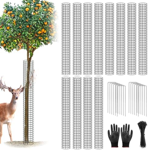 UQM 48 Inch Tree Trunk Protector, 12 Pcs Metal Tree Guards Trunk Protector