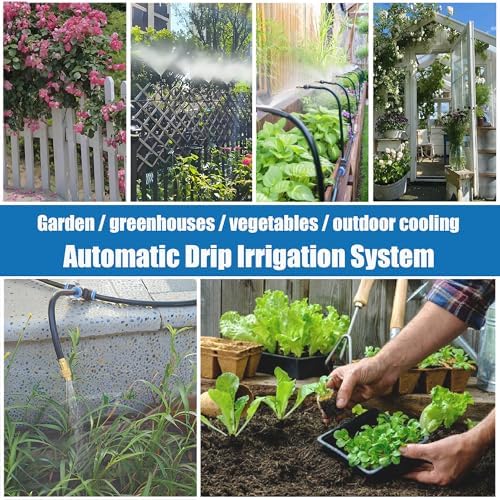Dianrui 1/4" Drip Irrigation System for Garden Watering 360°Adjustable