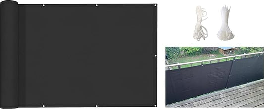 4'x25' Aiwi Space 100% Solid Non-See-Through Privacy Fence Panel, 4ft Garden Privacy Fence, Full Privacy Protect for Balcony, Backyard,Porch, Railing and Pool, Black