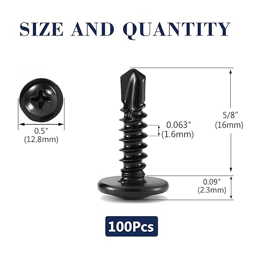 #10 x 5/8" Sheet Metal Screws 100Pcs 410 Stainless Steel Truss Head Fast Self Tapping Screws Black Oxide by SG TZH