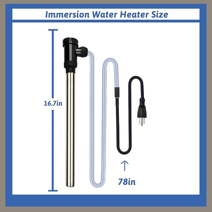 2000W Immersion Water Heater Portable Electric Hot Tub and Pool Submersible Water Heater with Temp Control, WiFi Timer for Bathtub, Spa, Swimming pool, above ground pool and baptismal pool