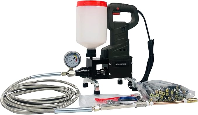 Grout Injection (1) Pump Grouting Gun Packer (+150) EPOXY Polyurethane Foam Injection Pump 110V 1300W for Concrete Repair Waterproofing Crack Repair Apartment Roofing Basement Garage Tunnel Bridge