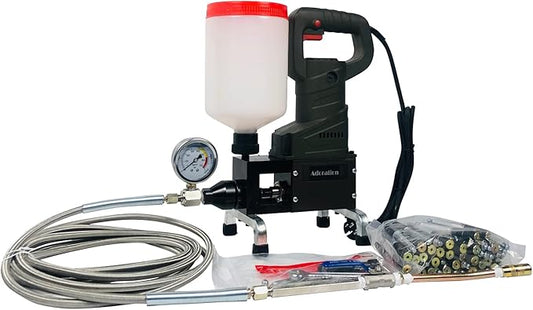 Grout Injection (1) Pump Grouting Gun Packer (+150) EPOXY Polyurethane Foam Injection Pump 110V 1300W for Concrete Repair Waterproofing Crack Repair Apartment Roofing Basement Garage Tunnel Bridge