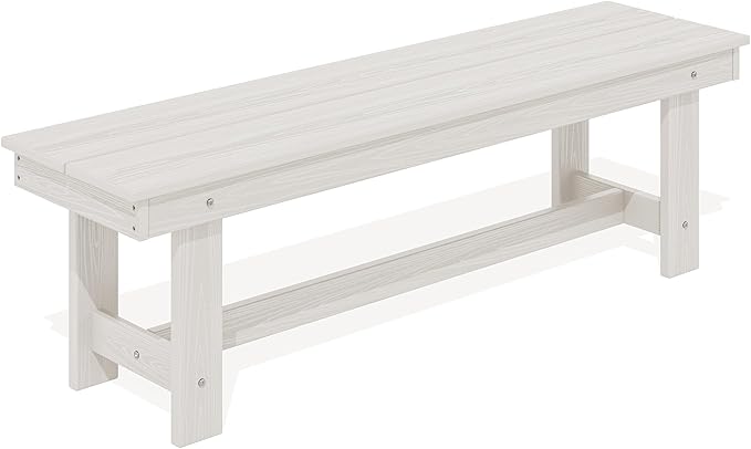 SERWALL 2-Person Outdoor Bench Backless, HDPE Outdoor Benches Weatherproof, 700 Lbs Weight Capacity, Poly Lumber Patio Furniture for Garden, Porch and Park, White