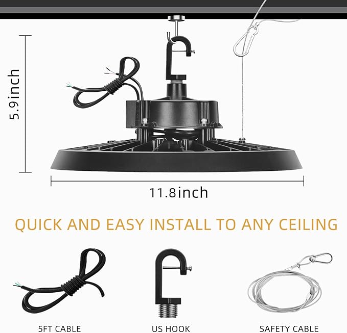 RMC 8 Pack UFO LED High Bay Light 150W 24000LM,3 CCT Switchable (3500K/4000K/5000K), 0-10V Dimmable, 120-277V, ETL Listed, Commercial LED Shop Lights for Warehouse, Workshop, Barn, Factory