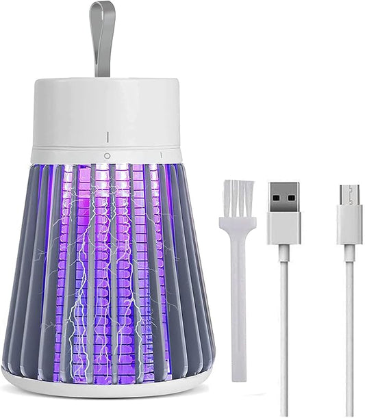 Bug Zapper Outdoor,Electric Mosquito Zapper Portable Camp Mosquito Killer,Rechargeable Indoor Fly Zapper,Electric Fly Zapper,Fly Traps,Flying Insects Zapper Indoor Outdoor (Grey)