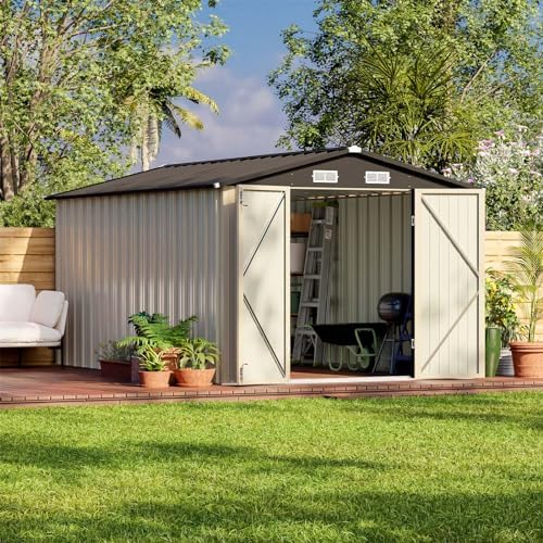 Patiowell 8x12 FT Outdoor Storage Shed, Brown