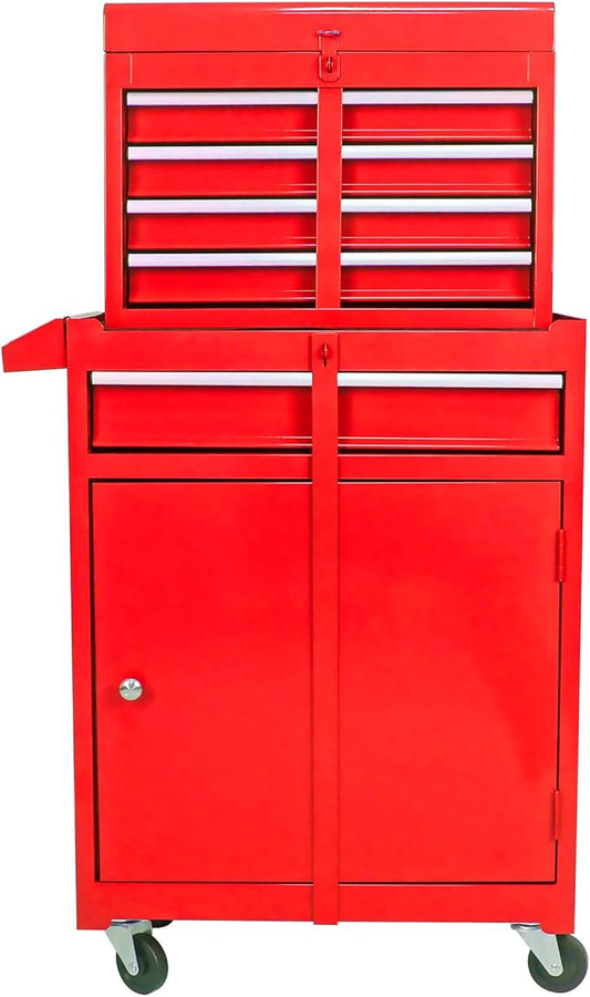 5 Drawer Rolling Tool Chest,Tool Storage Cabinet & Tool Box Cart with Wheels, Big Tools Removable Tool Box Combo,Tools Storage Boxs,Tools Case for Garage Warehouse Workshop (Red)