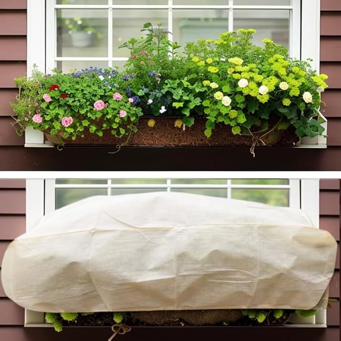 Plant Cover Freeze Protection, Winter Plant Covers, Plant Frost Cover, Tree Plant Freeze Protection Covers, Planter Plant Winter Frost Blanket with Zip Drawstring,4 Pack (68.9x17.7x15.7INCH)