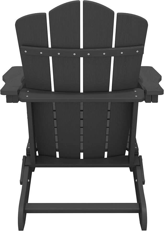KINGYES Folding Adirondack Chair Set of 4, HDPE All-Weather Folding Adirondack Chair, Grey