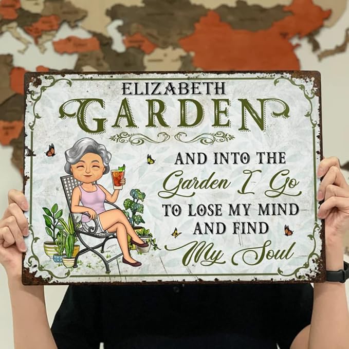 And Into The Garden I Go Gardening, Decor Sign, Personalized Custom Classic Metal Signs Garden Yard Wall Decorative Metal Sign (1)