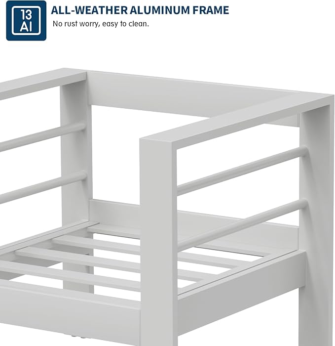 UDPATIO Aluminum Patio Furniture Set, 4 Seats Modern Outdoor Seating Set for Balcony(Include Waterproof Sofa Cover)
