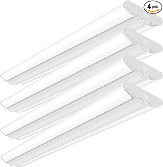 AntLux 4FT LED Wraparound Light Fixture 50W Ultra Slim LED Shop Lights for Garage, No Glare, 5500 Lumens, 4000K Neutral White, 4 Foot Flush Mount Office Ceiling Wrap Light for Workshop Kitchen, 4 Pack