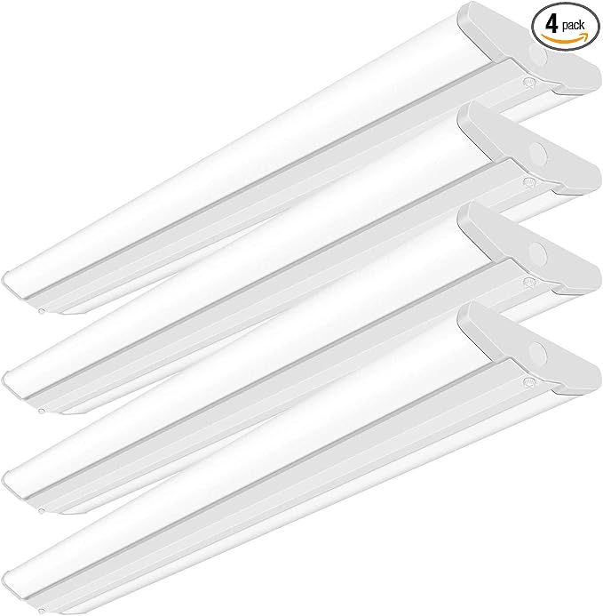 ANTLUX 4FT LED Wraparound Light Fixture 50W Ultra Slim LED Shop Lights for Garage, No Glare, 5500 Lumens, 5000K, 4 Foot Flush Mount Office Ceiling Wrap Light for Workshop Kitchen, 4 Pack