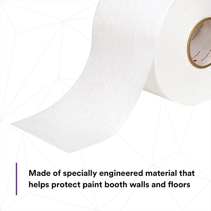3M Dirt Trap Protection Material 36850, White Color, Nonwoven, Overspray Protection, Traps Dust and Debris, Clean, 6 in x 300 ft