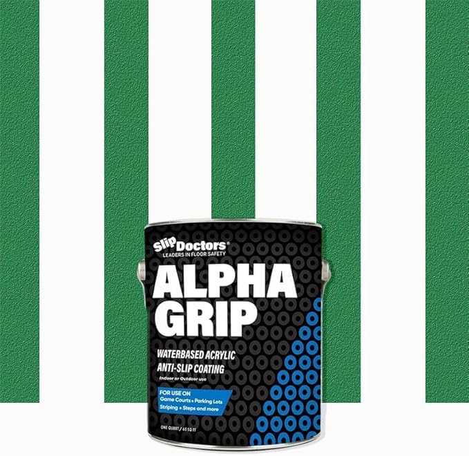 Alpha Grip Non-Slip Paint for Concrete & Asphalt – Non-Skid Coating Ideal for Striping Parking Lots, Playgrounds & Pavements (Tennis Green, Quart)