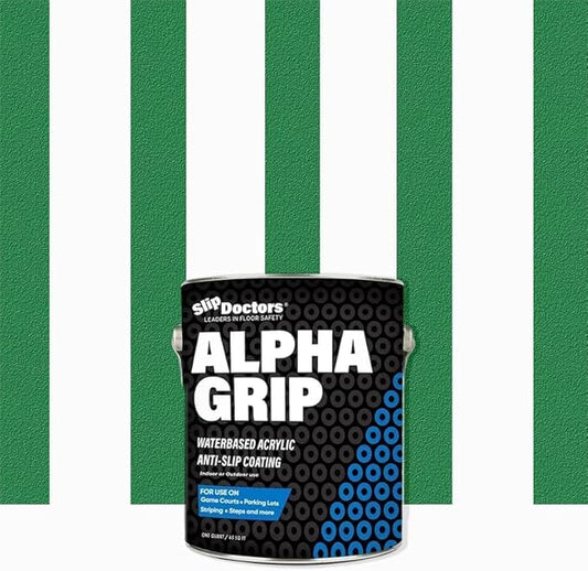 Alpha Grip Non-Slip Paint for Concrete & Asphalt – Non-Skid Coating Ideal for Striping Parking Lots, Playgrounds & Pavements (Tennis Green, Quart)