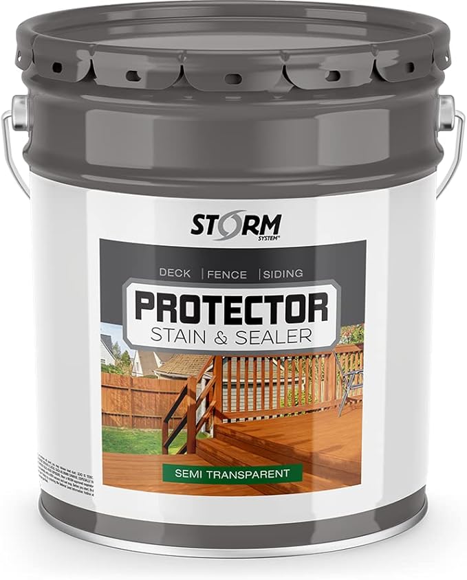 Storm Protector Penetrating Sealer & Stain Protector - Deck Protector, Fence Protector, Mahogany Stain, Redwood Stain, 5 Gallon (Hickory)