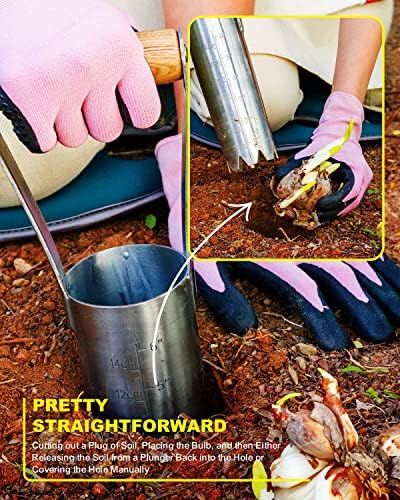 6 Inch Grass Plug Planter, Pro Plugger with Depth Marker & Sharp Teeth