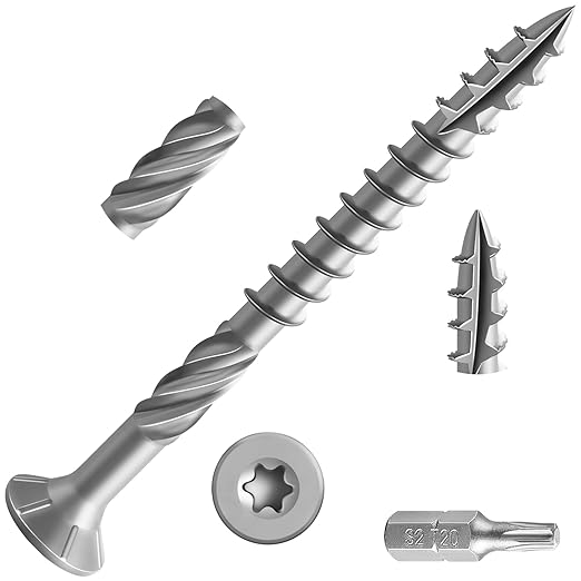 #10 * 2-1/4" 304 Stainless Steel Deck Screws, (97pcs) 1 lbs.Exterior Wood Screws, Rust Resistant Epoxy Coated, Bronze, T20 Star Bit
