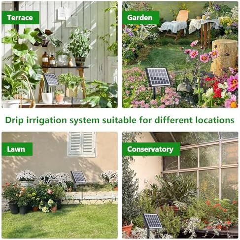 49FT Solar Drip Irrigation System Kit, Auto Watering for 15 Pots