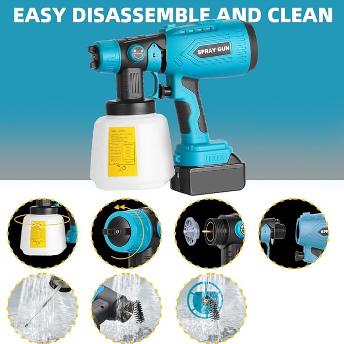 Paint Sprayer Compatible with Makita 18V Li-ion Battery, 200W HVLP Spray Paint Gun Tool,Copper Nozzle, Easy to Clean, for Furniture, Fence, Walls, Ceiling, Door etc. (No Battery)