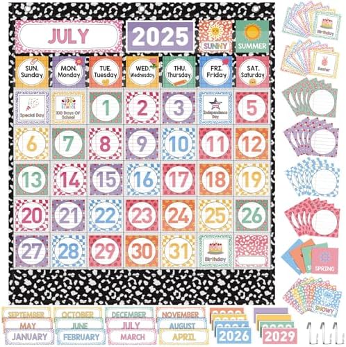 Sinload Classroom Calendar Pocket Chart Black White, Cool