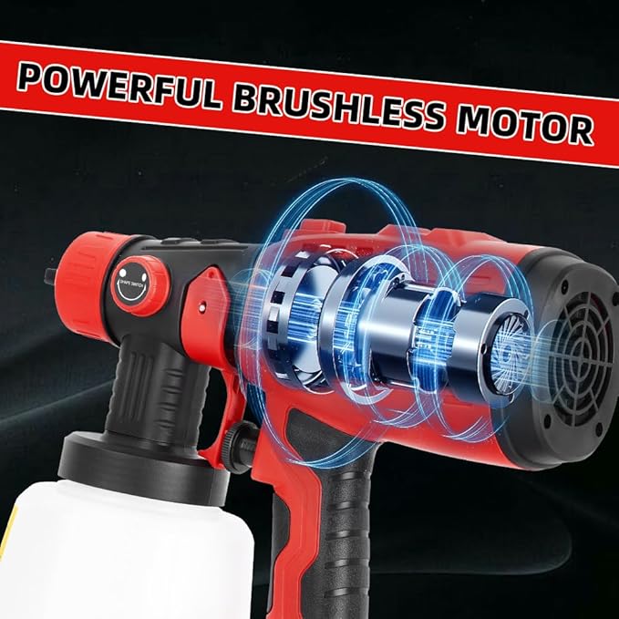 Cordless Paint Sprayer for Craftsman 20V Battery, 200W HVLP Spray Paint Gun Tool with Brushless Motor and Copper Nozzle, Easy to Clean, for Furniture, Fence, Walls, Ceiling, Door etc. (No Battery)