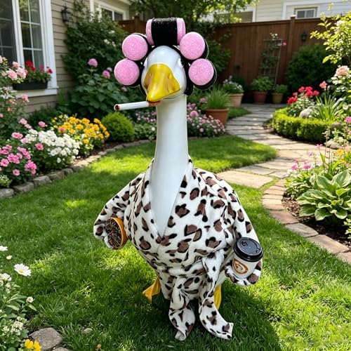 23ch Lawn Goose Leopard Bathrobe Outfit Entryway Funny Decor