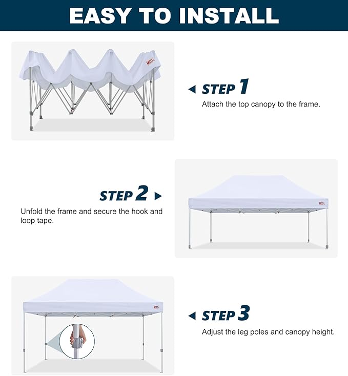 MASTERCANOPY Pop Up Canopy Tent 10x15 Instant Shelter (White)