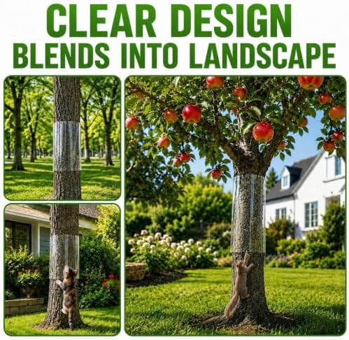 60" x 16" Clear PVC Tree Guard Wrap, Reusable Tree Trunk Protector with Adhesive Tape, Easy Install Iguana & Cat Climbing Deterrent for Small Trees, Garden and Yard