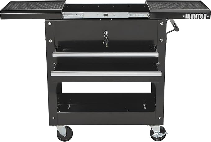 Ironton 28in. 2-Drawer Tool Cart - 30-1/2in.L x 14-1/2in.W x 33in.H, 350-Lb. Capacity