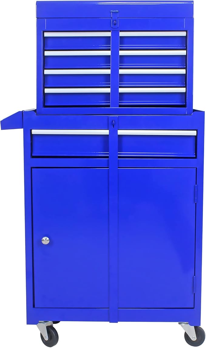 5 Drawer Rolling Tool Chest,Tool Storage Cabinet & Tool Box Cart with Wheels, Big Tools Removable Tool Box Combo,Tools Storage Boxs,Tools Case for Garage Warehouse Workshop (Blue)