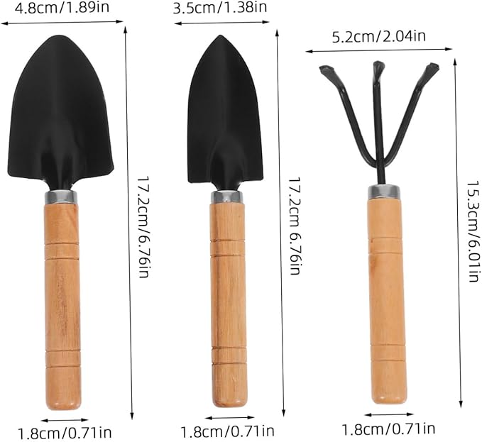 DOITOOL 3pcs Garden Tool Set Heavy Duty Mini Gardening Supplies with Ergonomic Handles Includes Cultivator Rake Transplant Trowel and Small Shovel for Beginners and Small Space Gardening