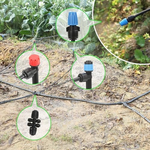 184FT Drip Irrigation System Kit, Automatic Garden Watering Kit with 1/2 Inch Hose & 1/4 Inch Distribution Tubing & Accessories for Yard, Lawn, Greenhouse, Raised Bed, Patio & Outdoor Plants