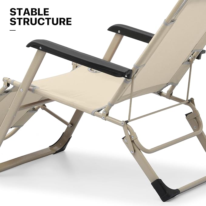 MoNiBloom Folding Reclining Patio Chair Set of 2, 3-Position Patio Lounger Folding Chairs with Adjustable Backrest and Headrest for Backyard Poolside Lawn, 330lbs Capacity