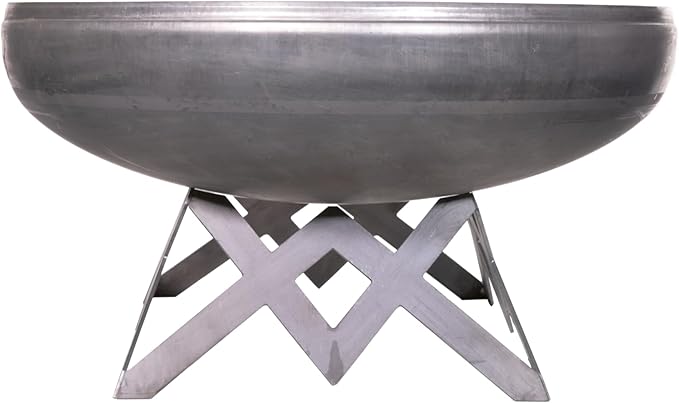 Ohio Flame - 30" Liberty Fire Pit with Angular Base (Made in USA) - Natural Steel Finish