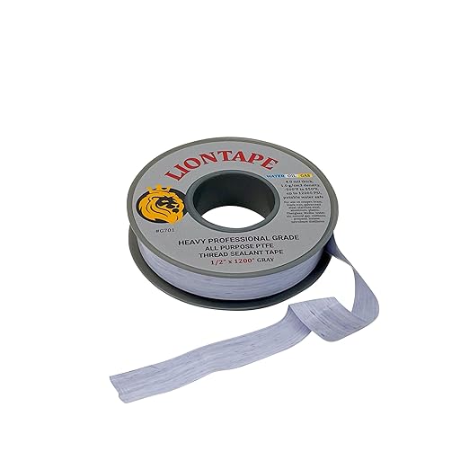 PROCURU Liontape G701 3-Pack 1/2" x 1200" (100-Ft) Heavy Duty Professional Teflon Tape, for Water/Oil/Gas, 4-Mil, High Density, Up to 12000 psi, Grey
