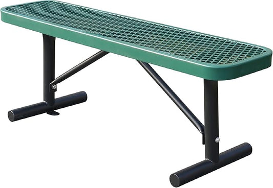 4 Feet Heavy Duty Metal Park Bench for Outside, Outdoor Bench with Portable Frame, Commercial Benches for Shopping Mall, Store, Park, Patio, Deck, Green
