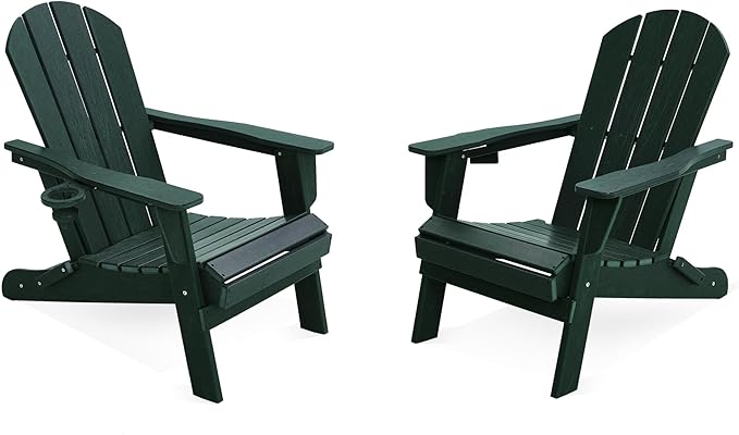 LOUNZY Folding Adirondack Chair Set of 2, Green