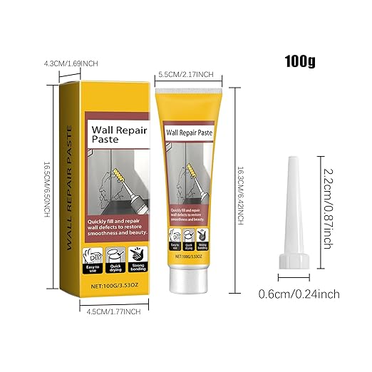 Wall Repair Paste, Quick Drying Filler, 5.5x16.3cm, Drywall Hole Patch, Ceiling CrackSealer, SmoothFinish Paste, for Bedroom, Kitchen, Garage, Living Room