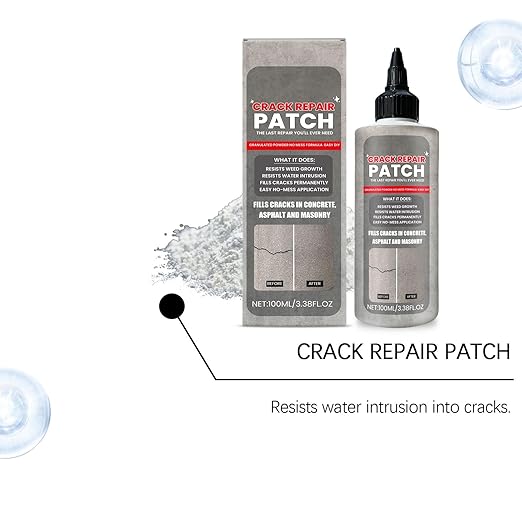Concrete Crack Filler, Quick Drying, 100ml, Cement Crack Repair Glue, Asphalt Patch Compound, Flexible Finish, for Patios, Terraces, Walls and Roof
