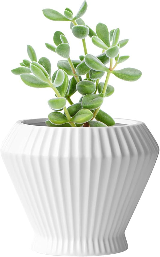 OXART 7.7 Inch Plant Pot, Modern Ceramic Pots for Indoor Plants, Plant Pots for Outdoor Flower Pot with Drainage Hole, Home Garden Decor Planters, White