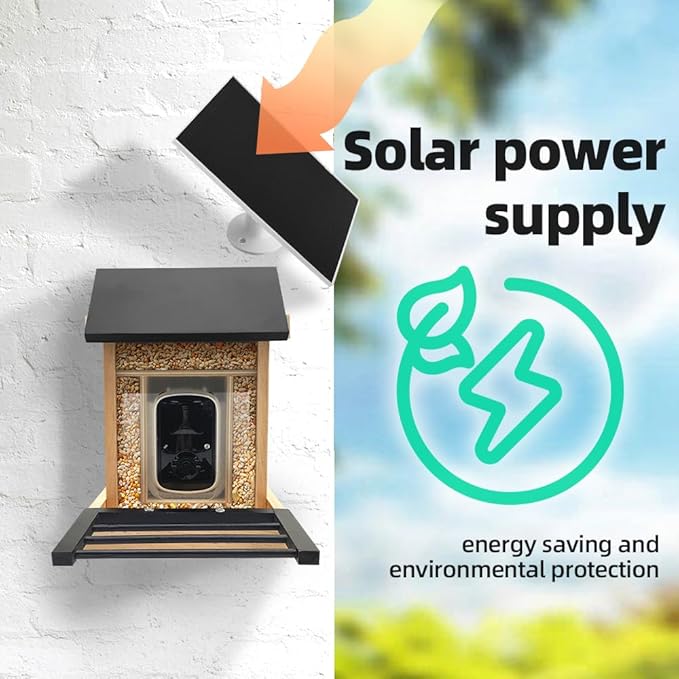 Smart Bird Feeder with Solar Camera - AI Bird 1000+ Species Recognition, 2K HD Live Stream, Real-Time Notifications & Video Recording for Outdoor Birdwatching